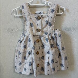 Nicole Miller Cream Dress with Blue Floral Print